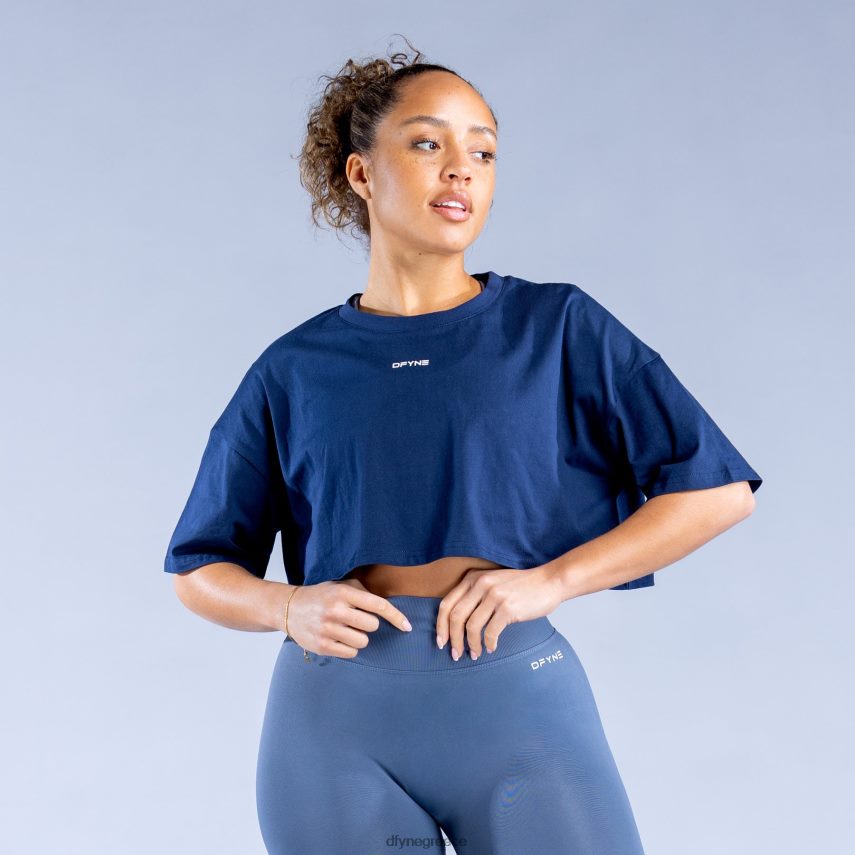 Dfyne αναβίωσε το crop top σκούρο μπλε ζαφείρι είδη ένδυσης 60JP82134