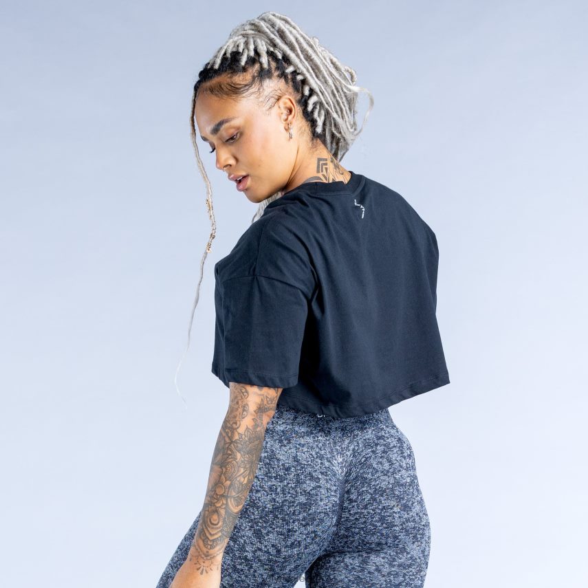 Dfyne αναβίωσε το crop top μαύρος είδη ένδυσης 60JP8232