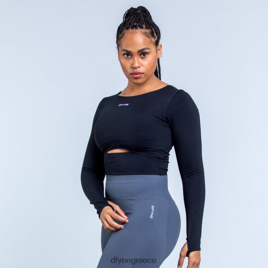 Dfyne προέλευση μακρυμάνικο τοπ μαύρος άριστος 60JP82118